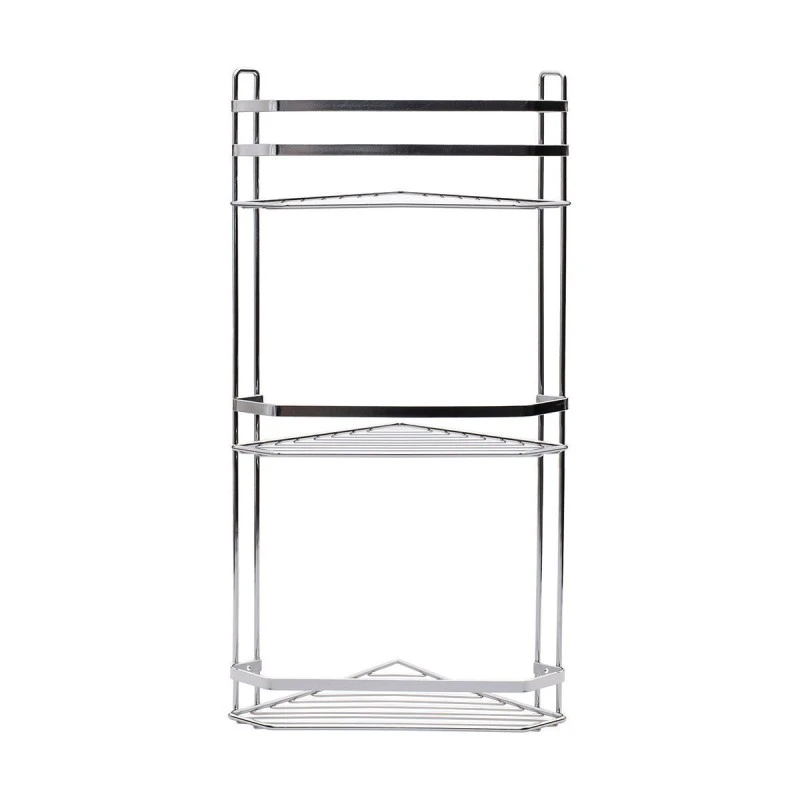 BATHROOM CORNER SHELVES ELEGANT STAINLESS STEEL 3-TIER 54x28x18cm CHROME