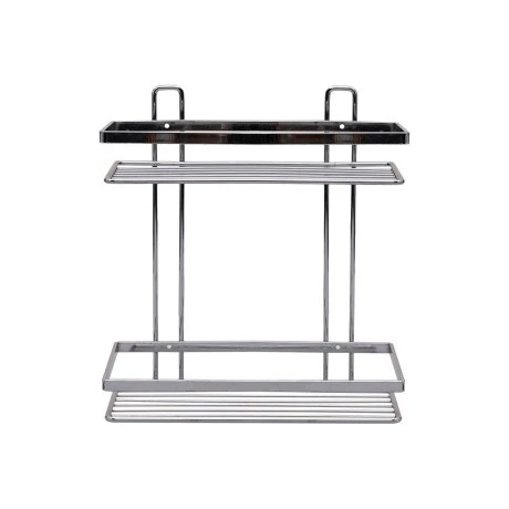 BATHROOM SHELVES ELEGANT STAINLESS STEEL 2-TIER 27x25x12.5cm CHROME