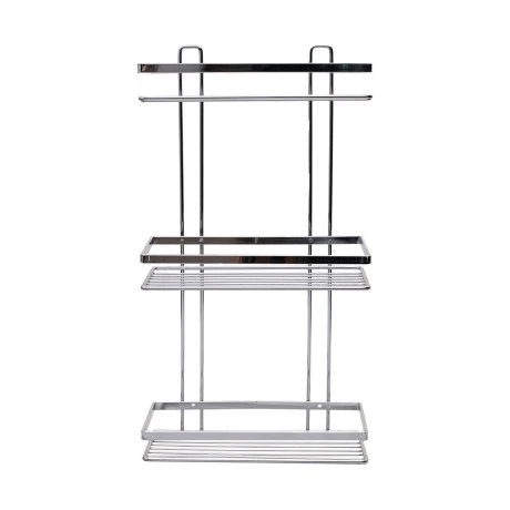 BATHROOM SHELVES ELEGANT STAINLESS STEEL 3-TIER 46x25x12.5cm CHROME