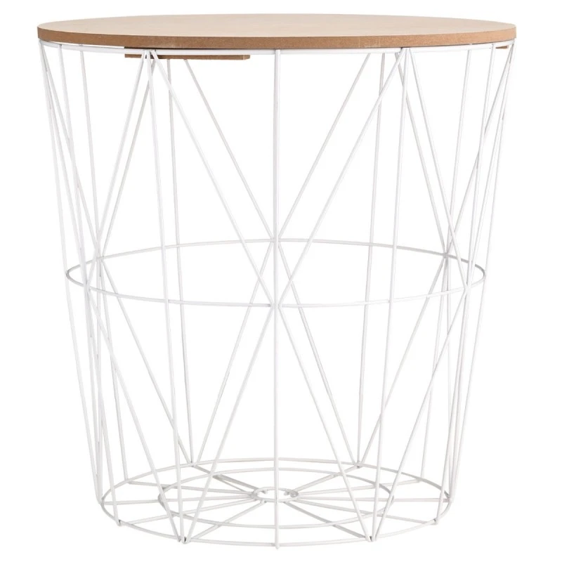 SIDE TABLE WITH STORAGE SPACE WHITE