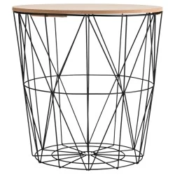 SIDE TABLE WITH STORAGE SPACE BLACK SIDE TABLE WITH STORAGE SPACE BLACK