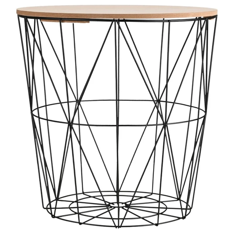 SIDE TABLE WITH STORAGE SPACE BLACK