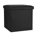 STOOL CUBE LEATHER WITH STORAGE SPACE BLACK