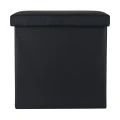 STOOL CUBE LEATHER WITH STORAGE SPACE BLACK