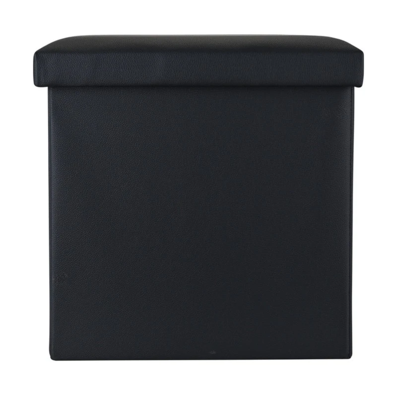 STOOL CUBE LEATHER WITH STORAGE SPACE BLACK