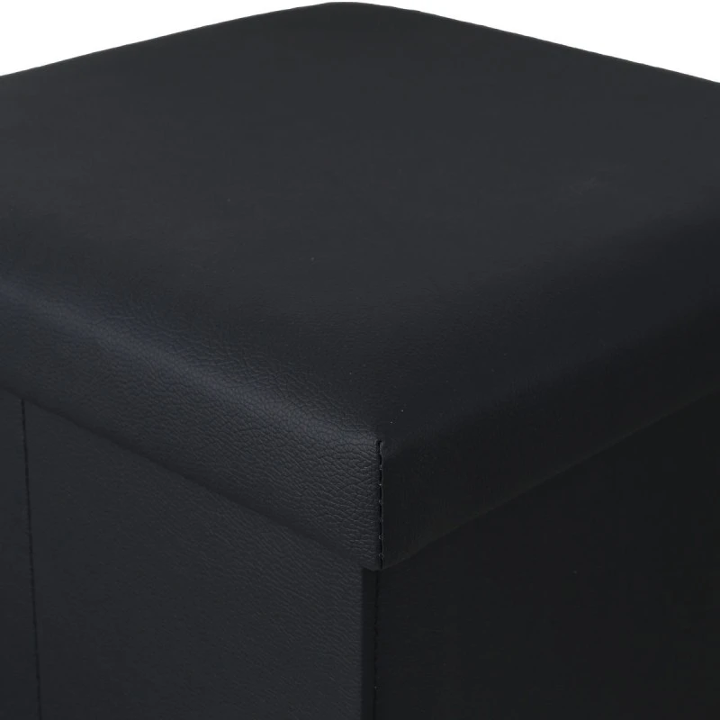 STOOL CUBE LEATHER WITH STORAGE SPACE BLACK