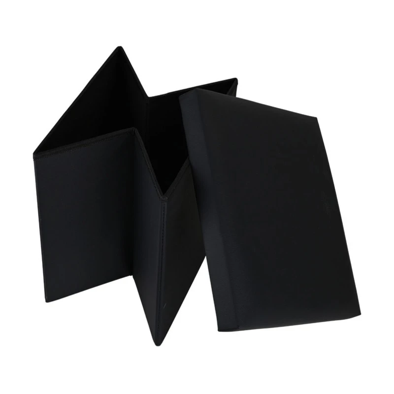 STOOL CUBE LEATHER WITH STORAGE SPACE BLACK