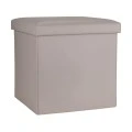 STOOL CUBE LEATHER WITH STORAGE SPACE TAUPE