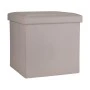 STOOL CUBE LEATHER WITH STORAGE SPACE TAUPE