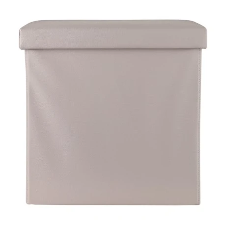 STOOL CUBE LEATHER WITH STORAGE SPACE TAUPE