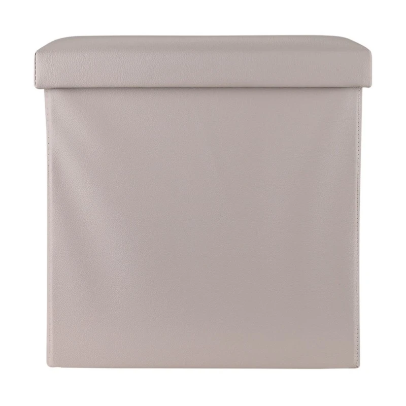STOOL CUBE LEATHER WITH STORAGE SPACE TAUPE