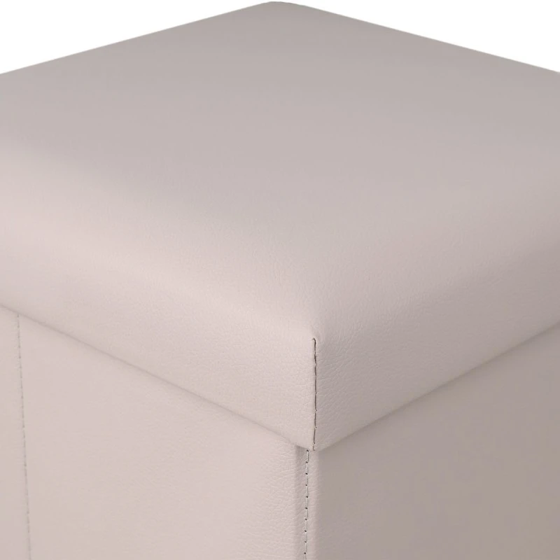 STOOL CUBE LEATHER WITH STORAGE SPACE TAUPE