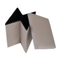 STOOL CUBE LEATHER WITH STORAGE SPACE TAUPE