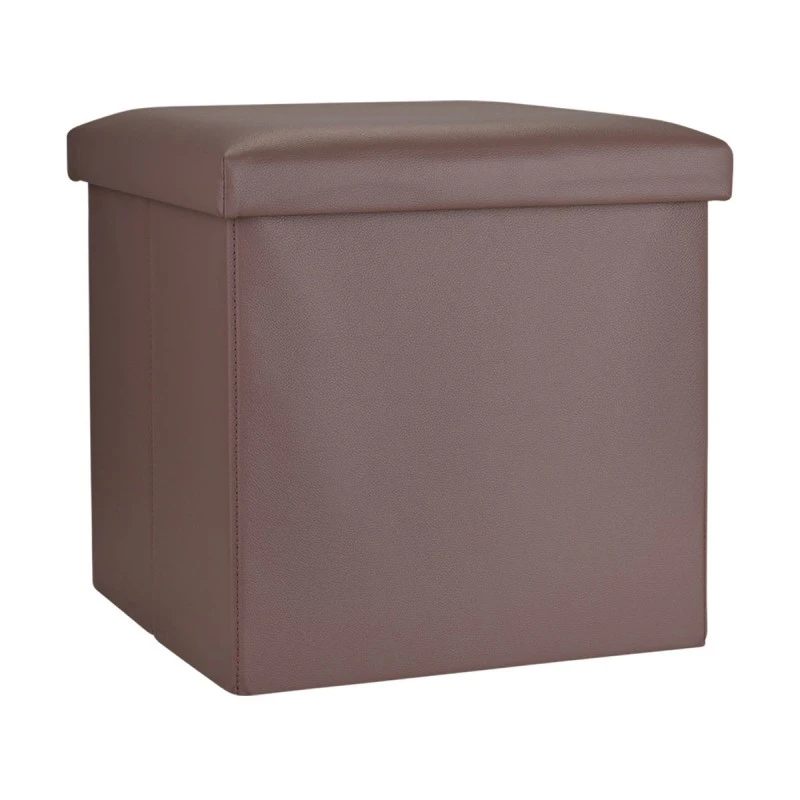 STOOL CUBE LEATHER WITH STORAGE SPACE BROWN