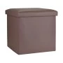 STOOL CUBE LEATHER WITH STORAGE SPACE BROWN