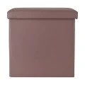 STOOL CUBE LEATHER WITH STORAGE SPACE BROWN