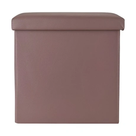 STOOL CUBE LEATHER WITH STORAGE SPACE BROWN
