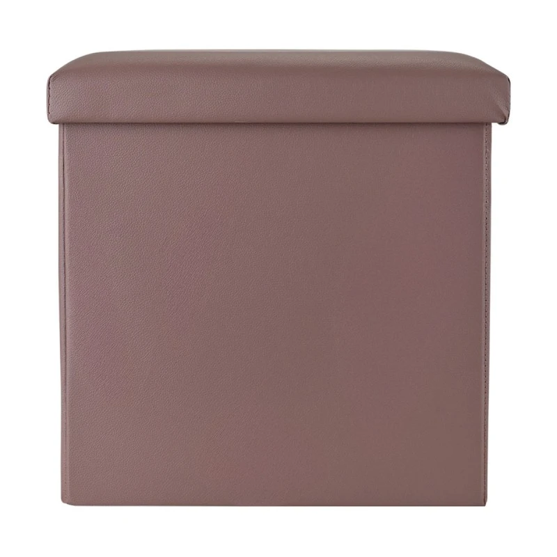 STOOL CUBE LEATHER WITH STORAGE SPACE BROWN