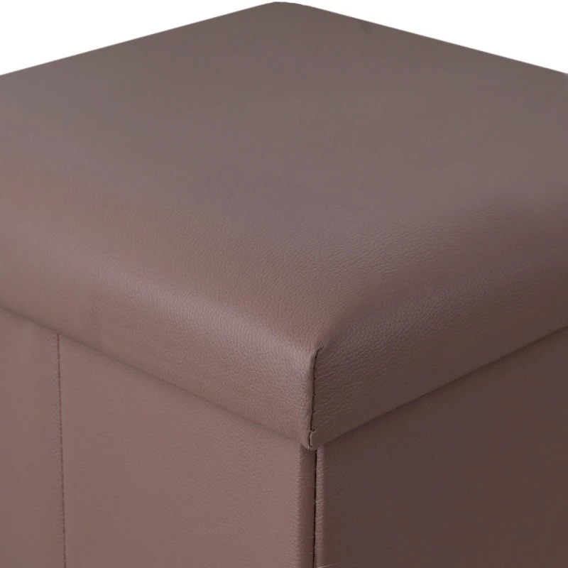 STOOL CUBE LEATHER WITH STORAGE SPACE BROWN