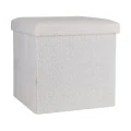 STOOL CUBE TEDDY WITH STORAGE SPACE WHITE