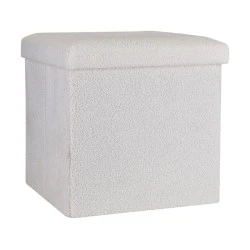 STOOL CUBE TEDDY WITH STORAGE SPACE WHITE