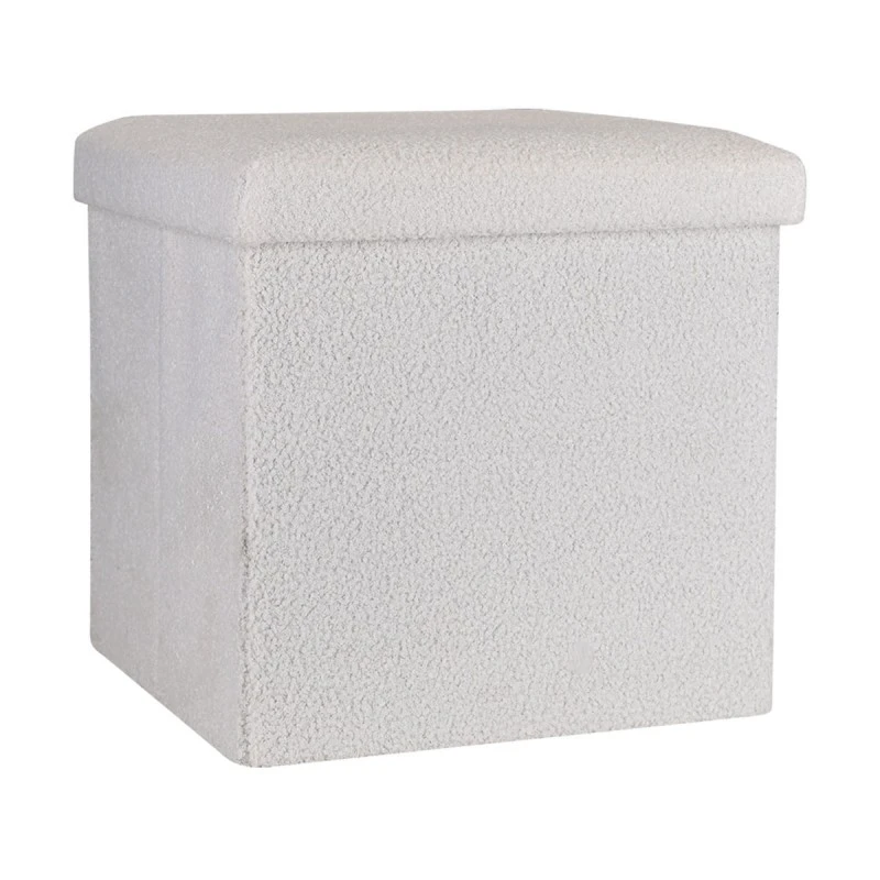 STOOL CUBE TEDDY WITH STORAGE SPACE WHITE