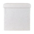STOOL CUBE TEDDY WITH STORAGE SPACE WHITE