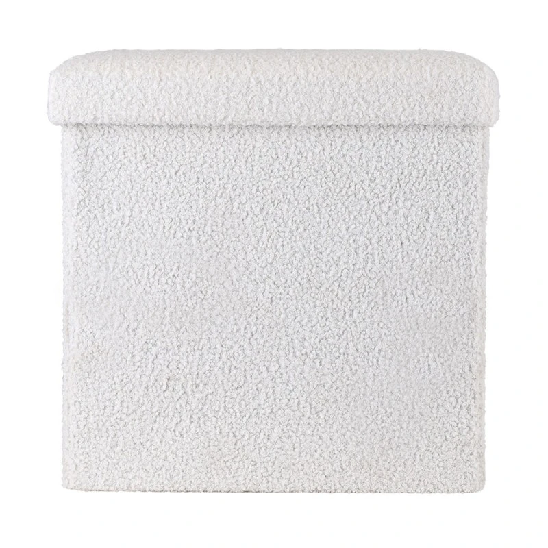 STOOL CUBE TEDDY WITH STORAGE SPACE WHITE