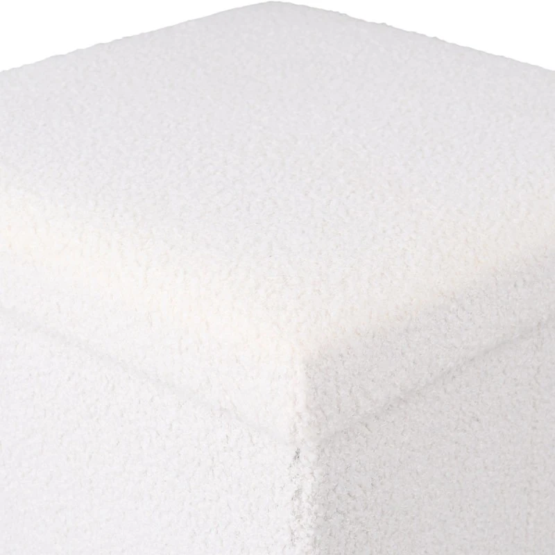 STOOL CUBE TEDDY WITH STORAGE SPACE WHITE