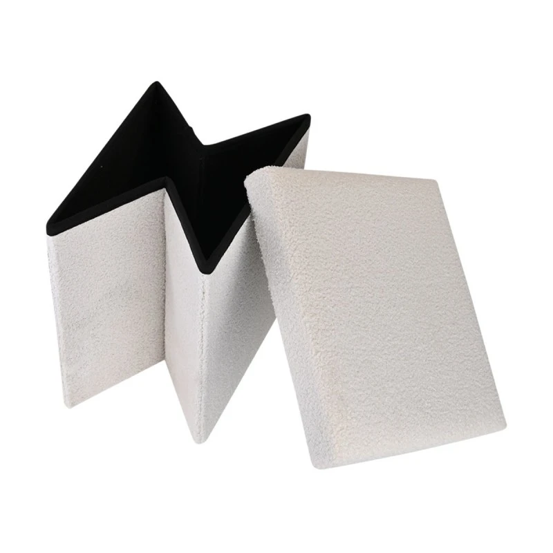 STOOL CUBE TEDDY WITH STORAGE SPACE WHITE