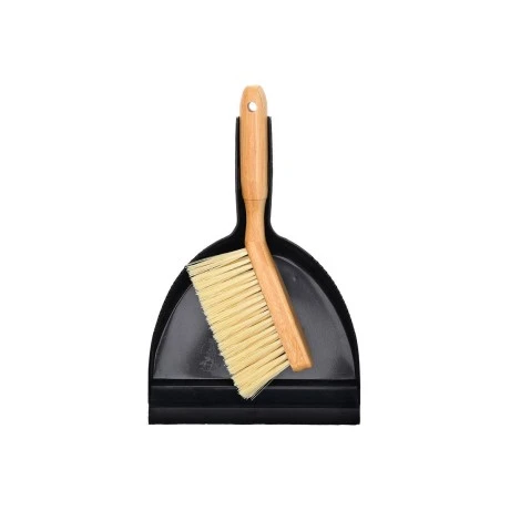 HAND DUST PAN &amp; BRUSH BAMBOO ESSENTIALS BLACK