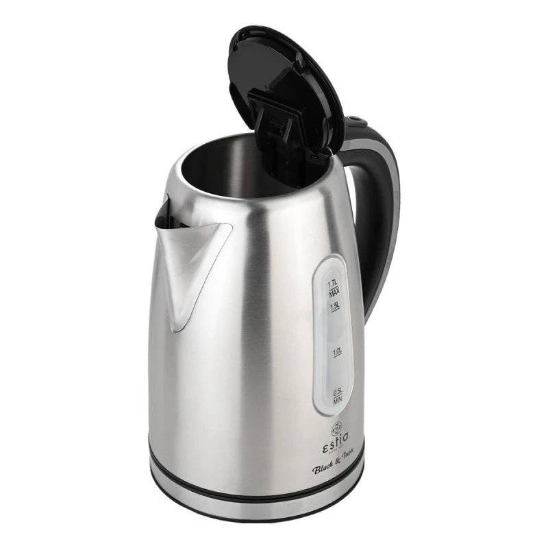KETTLE BLACK &amp; INOX STAINLESS STEEL 2200w 1.7lt