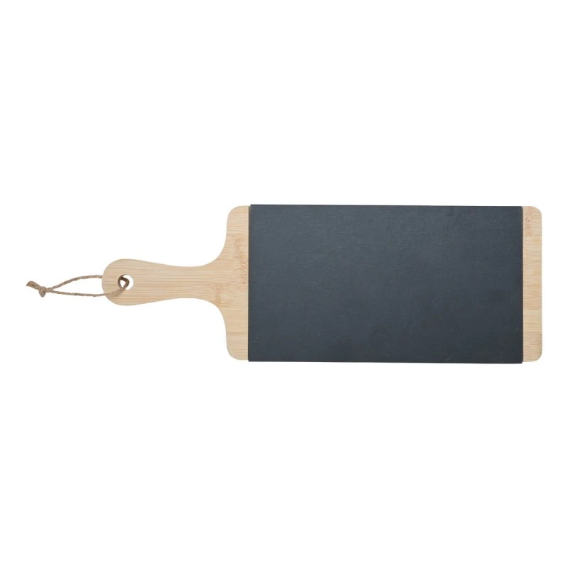 SERVING PLATE SLATE WITH WOODEN BASE 45x15cm