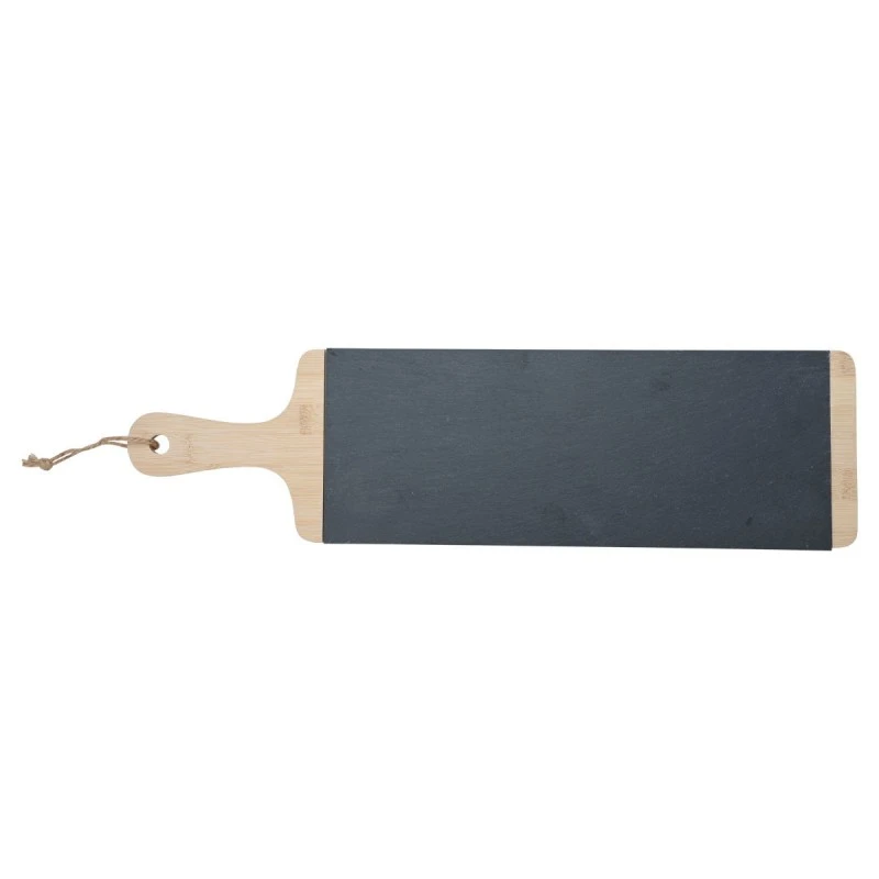 SERVING PLATE SLATE WITH WOODEN BASE 55x15cm