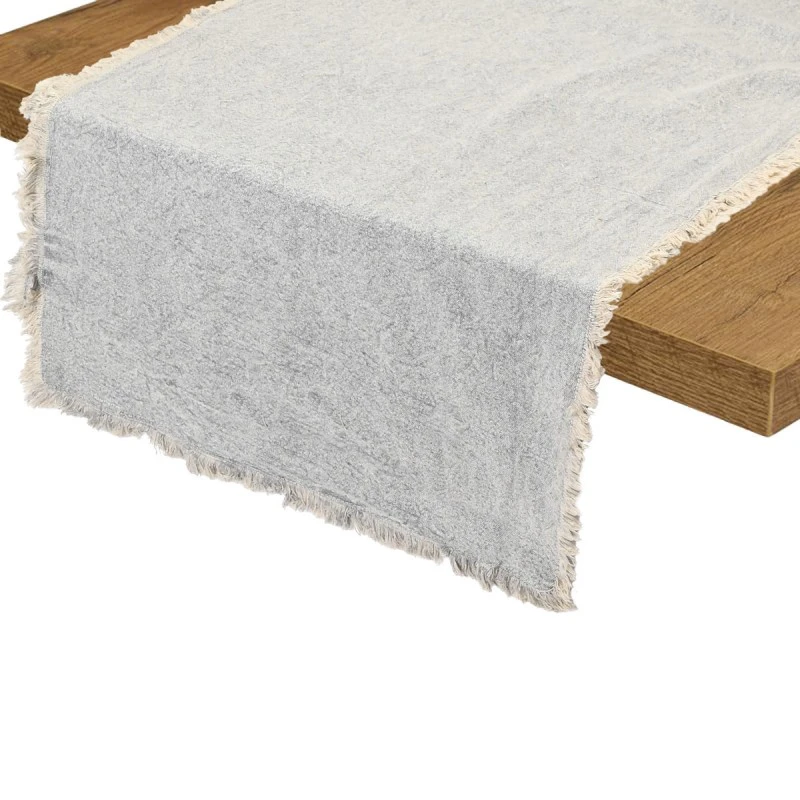 TABLE RUNNER LOOM 45x150cm WITH FRINGES GREY
