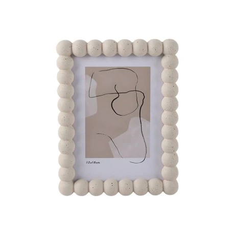 PHOTO FRAME FIBRA WITH WOOD BORDER BEIGE 15.8x2.5x20.4cm