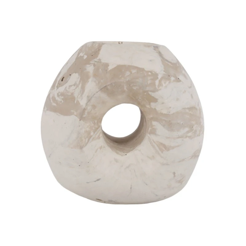 CEMENT CANDLE HOLDER PETRA CREAM COLOR 10.5x8.5x10cm