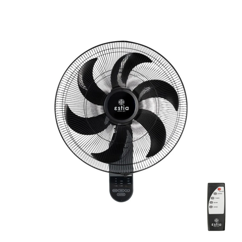 WALL FAN BOW 45cm 75w BLACK WITH REMOTE CONTROL
