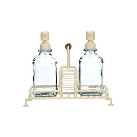 ESTIA ΔΟΧΕΙΑ ΥΓΡΟΥ ΠΙΑΤΩΝ ALLURE 2x300ml ΜΕ ΜΕΤΑΛΛΙΚΗ ΒΑΣΗ &amp; ΘΗΚΗ ΓΙΑ ΣΦΟΥΓΓΑΡΙ IVORY