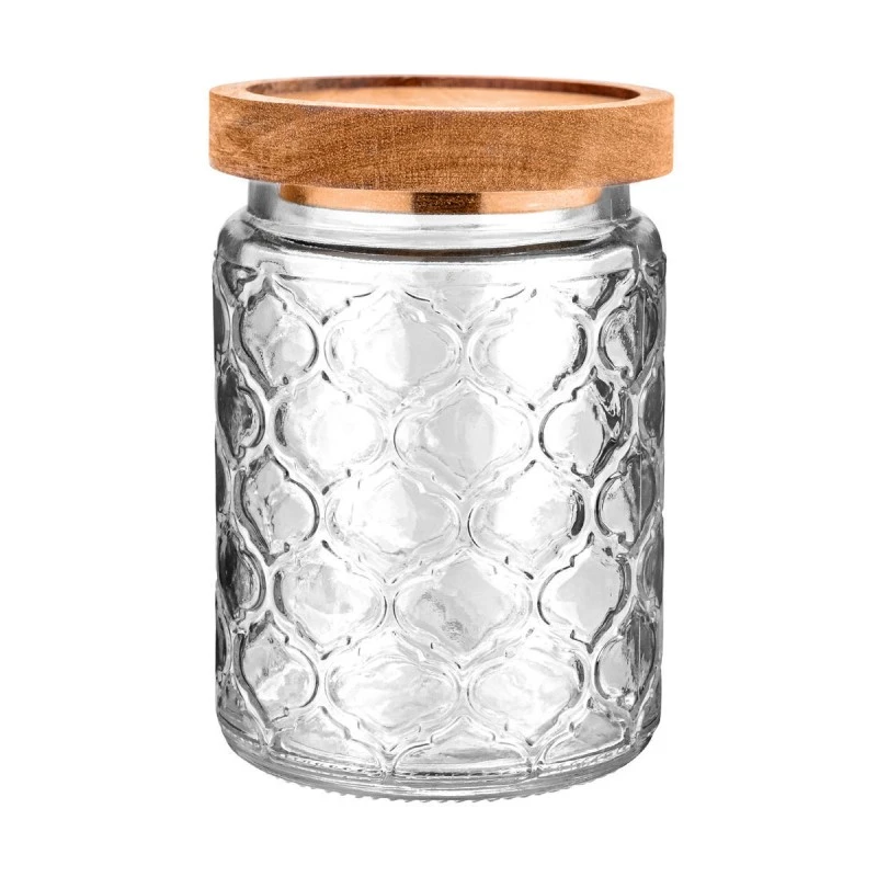 STORAGE CONTAINER ALLURE GLASS 700ml 14X10cm EMBOSSED
