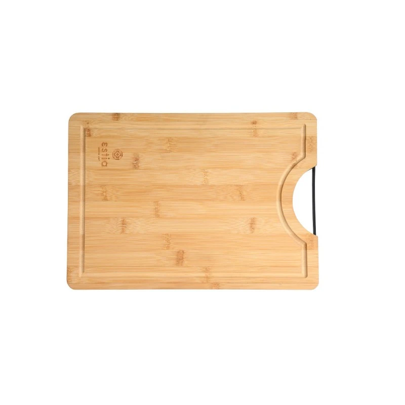 CUTTING BOARD BAMBOO ESSENTIALS 35X25cm WITH METALLIC HANDLE