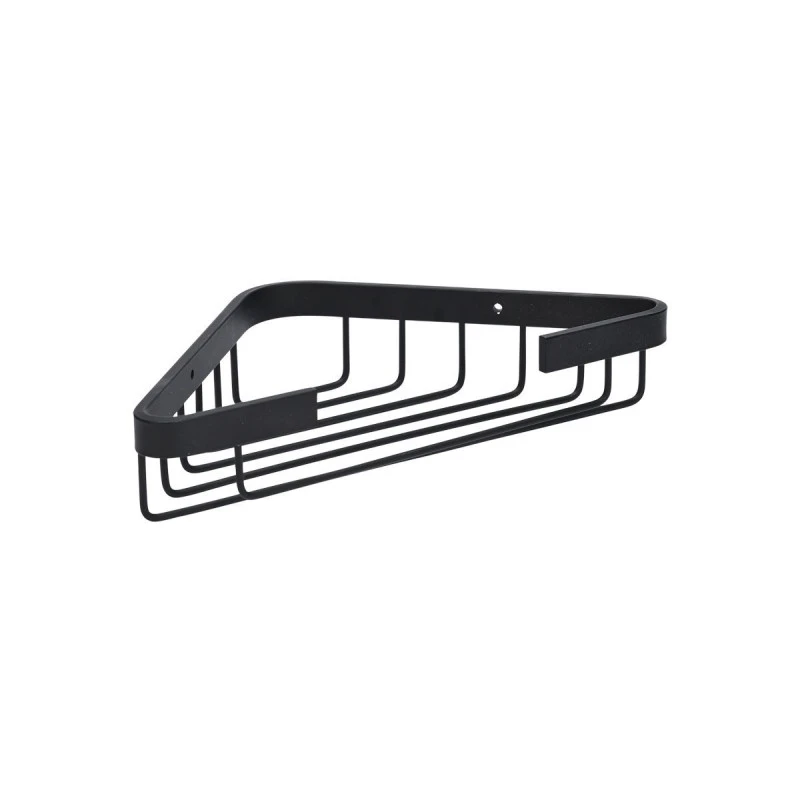 BATHROOM CORNER SHELVES STANCE WITH DOUBLE SIDED STICKER 2-TIER 25x17x28.5cm BLACK