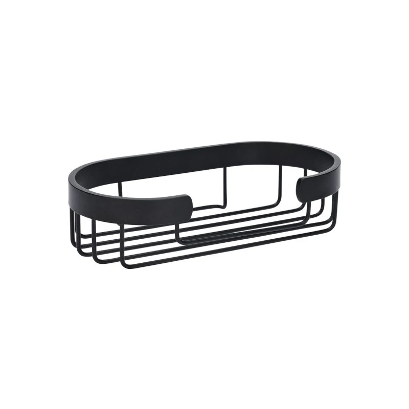 BATHROOM SHELVES STANCE WITH DOUBLE SIDED STICKER 25x13x6.5cm BLACK