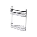 BATHROOM CORNER SHELVES ELEGANT STAINLESS STEEL 2-TIER 32x28x18cm CHROME