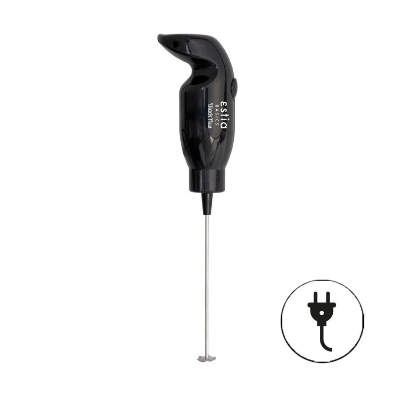 HANDHELD DRINK MIXER BLACK PLUS ELECTRIC  PLASTIC 25w WITH STAINLESS STEEL STIRRER