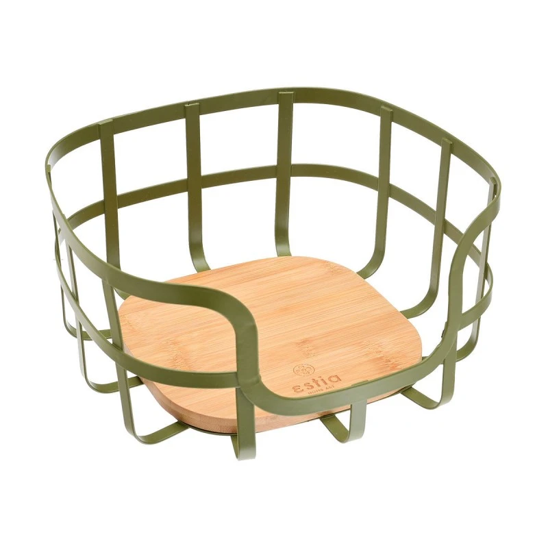 FRUIT BOWL BAMBOO ESSENTIALS METALLIC 24x24x12.7cm OLIVE