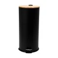 KITCHEN TRASH CAN SOFT CLOSE BAMBOO ESSENTIALS 30lt MATTE BLACK