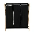 LAUNDRY BASKET BAMBOO ESSENTIALS WITH 3 COMPARTMENTS BLACK