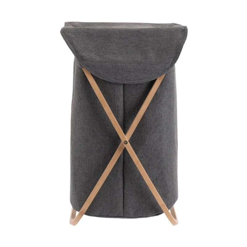 LAUDRY BASKET BAMBOO ESSENTIALS  40x40x70cm FOLDABLE WITH POLYESTER BAG GREY
