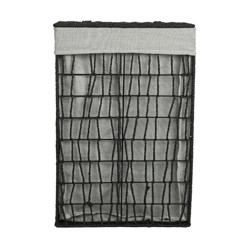LAUDRY BASKET NEST 37x22x55cm WITH 2 COMPARTENTS BLACK